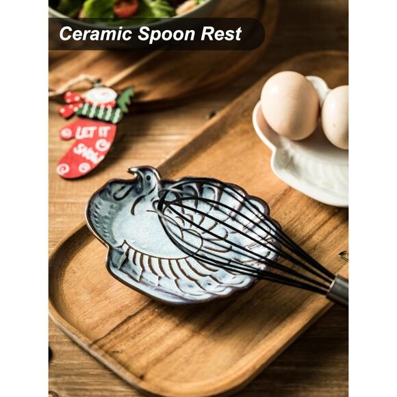 Ceramic Turkey Spoon Rest | Thanksgiving Kitchen Decor | 5.75" Utensil Holder - Picture 3 of 4
